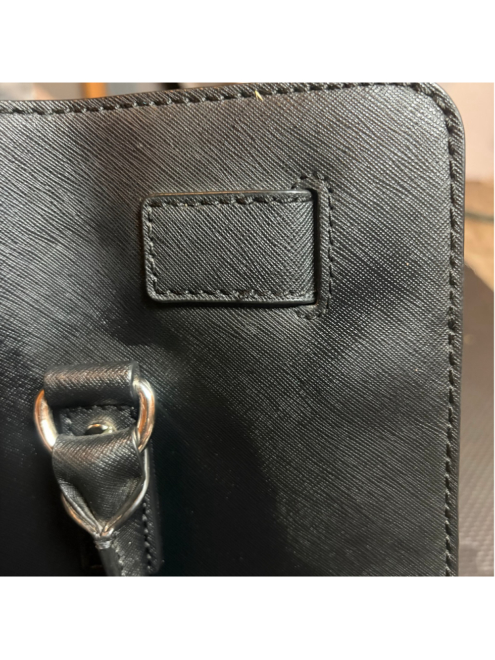 Michael Kors Hamilton Black Saffiano Leather Satchel Handbag Lock Key Strap - Picture 12 of 16